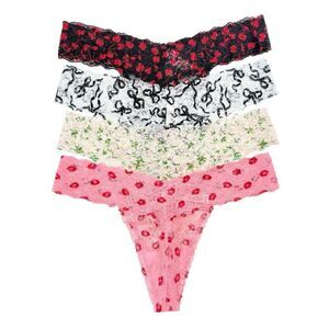 Victoria's Secret Lace Thong Panties Womens Large L No Show LOT OF 4 VS Panty